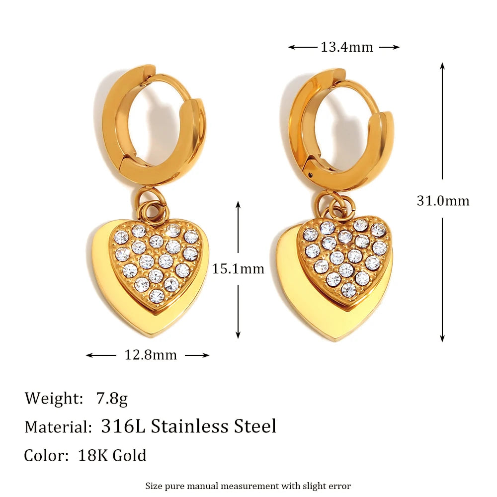 Twin Hearts Zircon Earrings