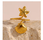 Shell & Starfish Open Ring