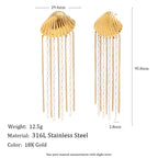 Tassel Earrings with Shell Pearl in 316L Stainless Steel