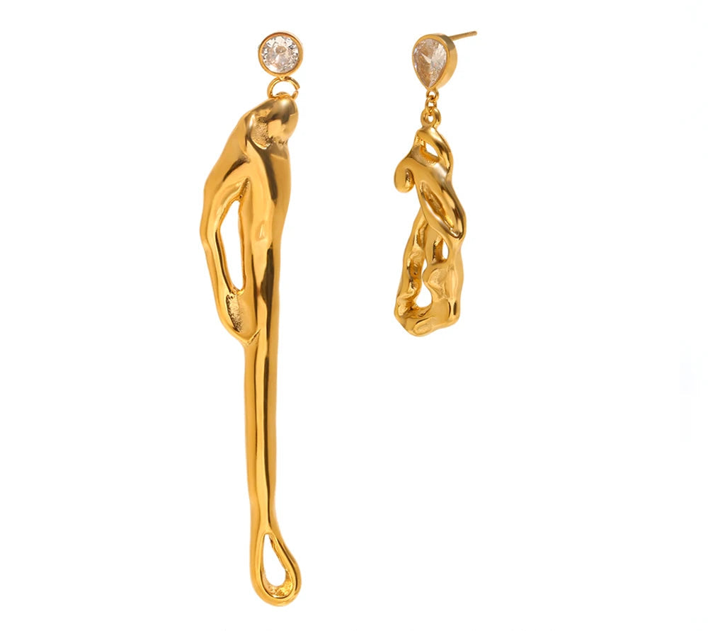 Creative Asymmetrical Earrings with Zirconia – People Embrace