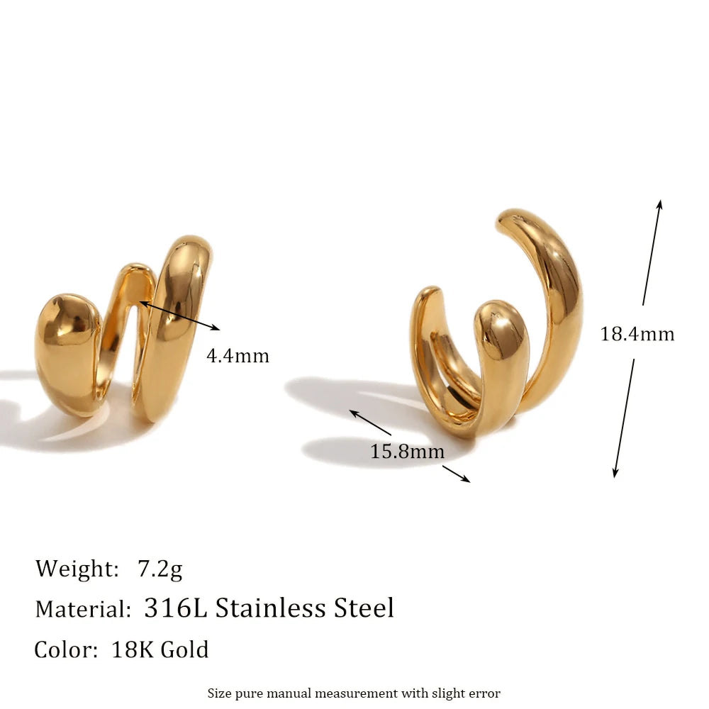 Minimalist Double Layer Gold and Silver Stainless Steel Ear Cuffs