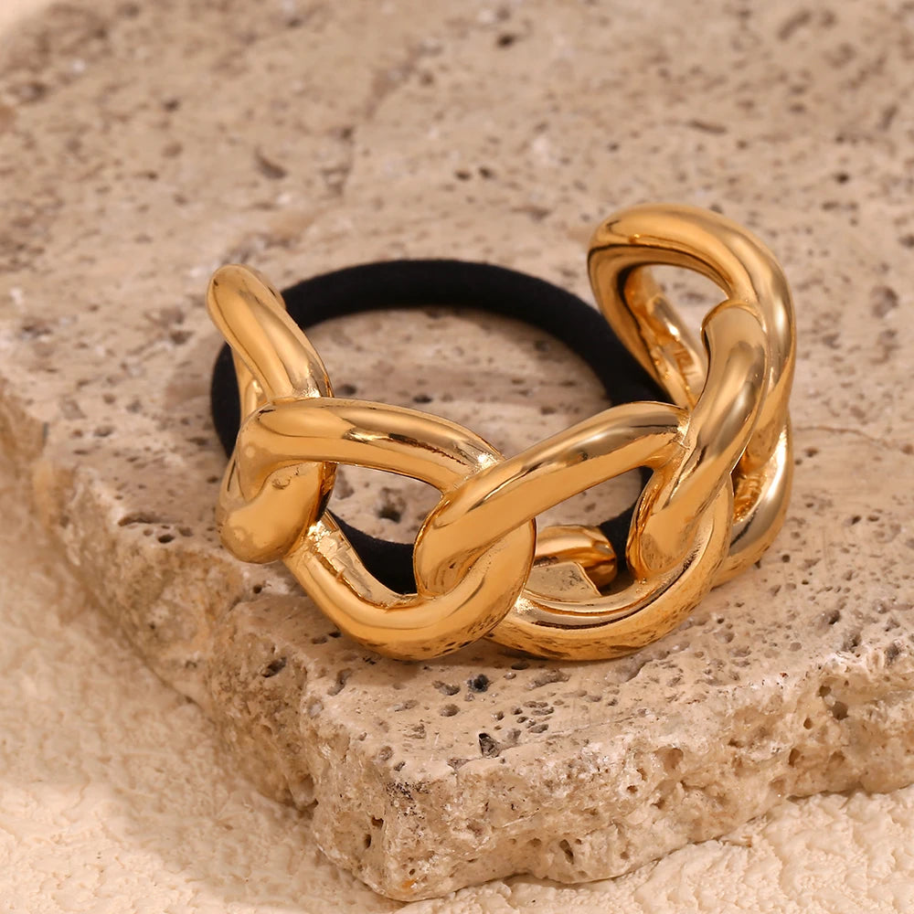 Minimalist Semicircular Titanium Chain Hair Tie 23mm
