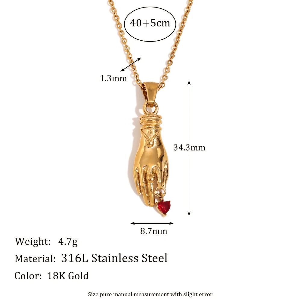 Hand Held Heart Pendant Necklace