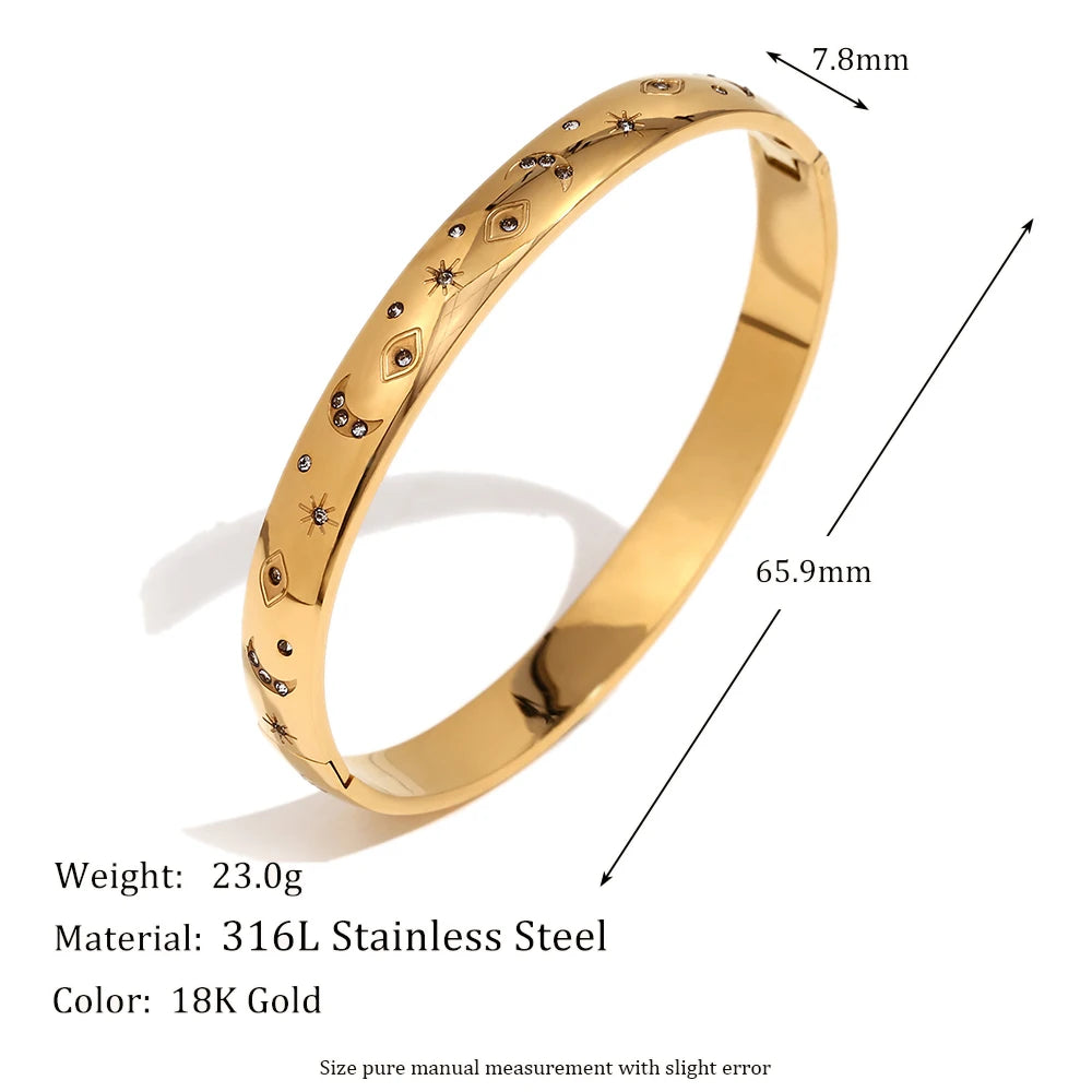 Star Sun Moon Open Bangle