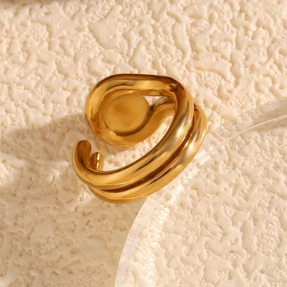 Double Line Bead Open Ring