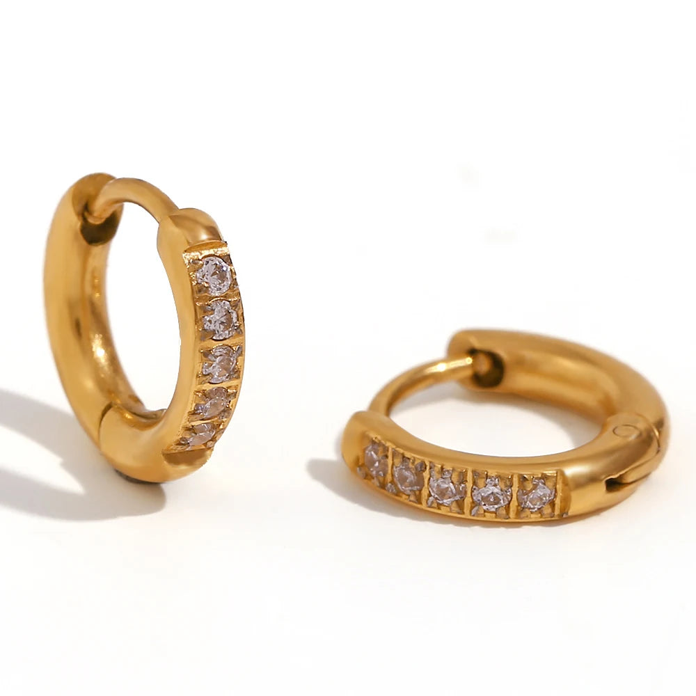 Rounded Edge Zircon Stud Earrings