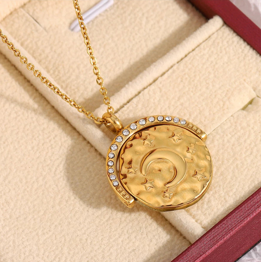 Flip Pendant Sun Moon Star Necklace