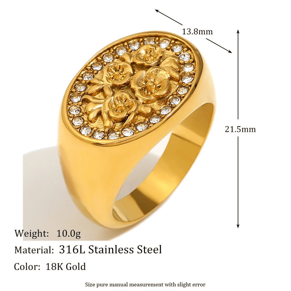 Zircon Flower Wide Edge Ring