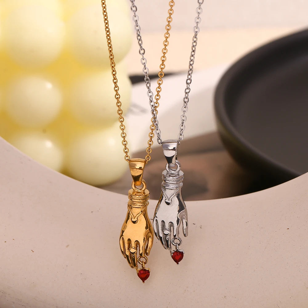 Hand Held Heart Pendant Necklace