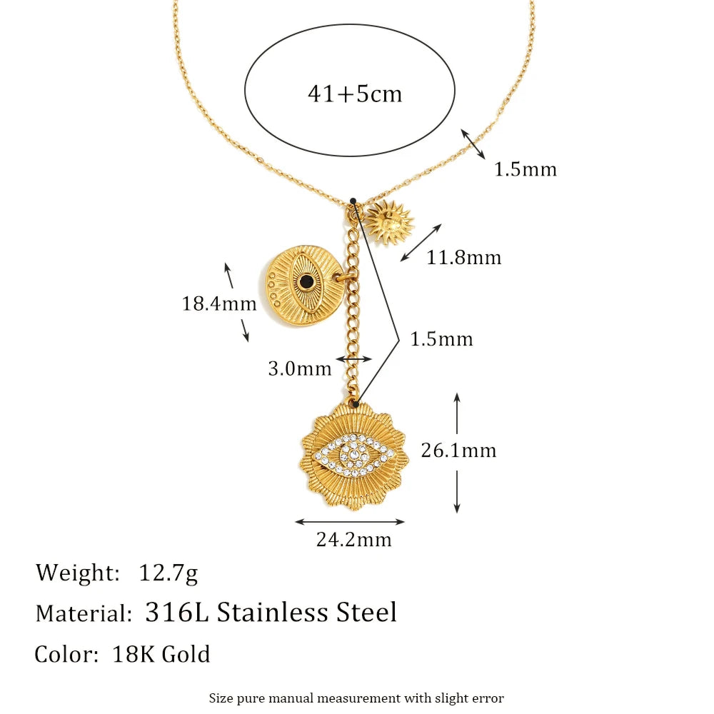 Sun Moon Star  Pendant Necklace