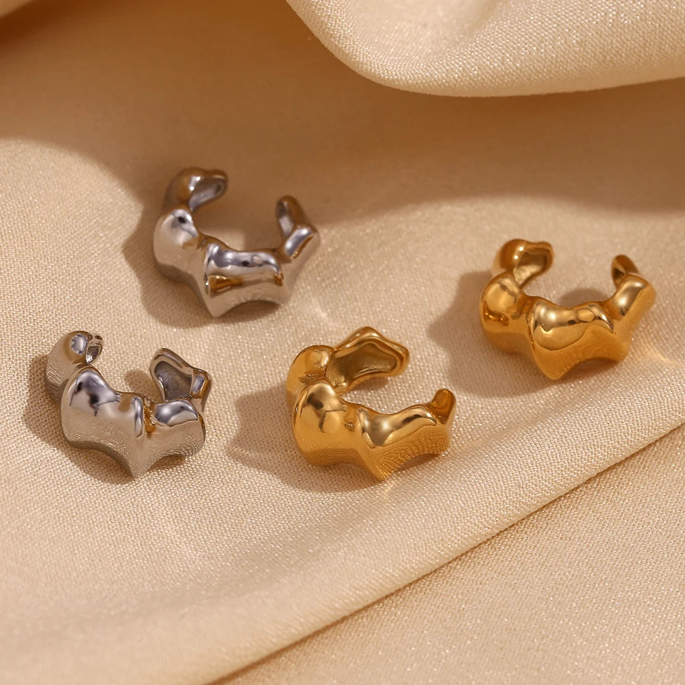 Geometric Stainless Steel Clip Earrings – New Trend
