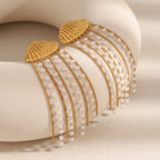 Tassel Earrings with Shell Pearl in 316L Stainless Steel