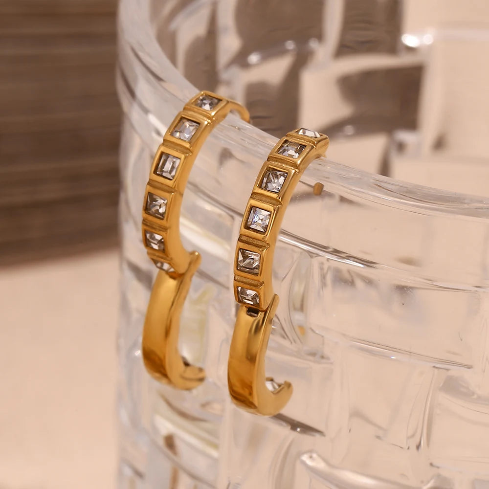 Luxury classic zirconia hoop earrings