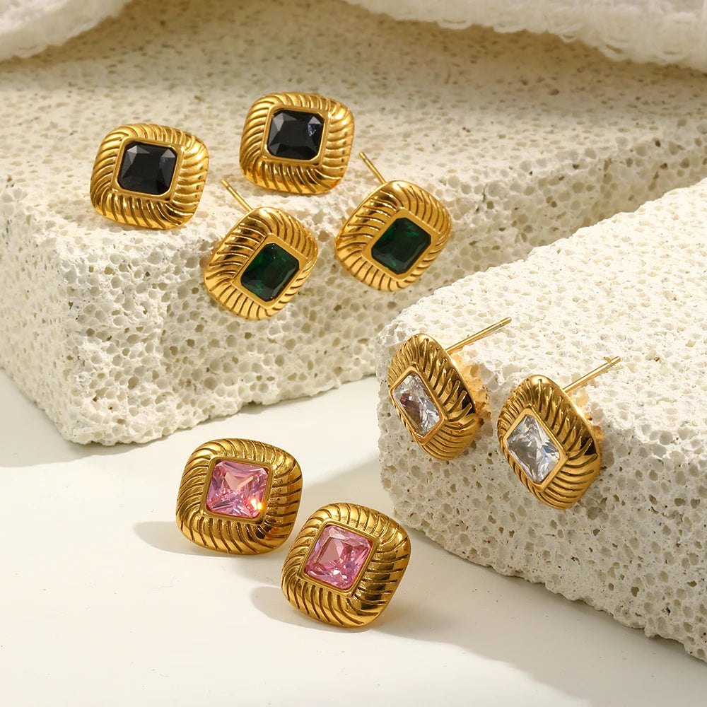 Twill Zircon Stud Earrings