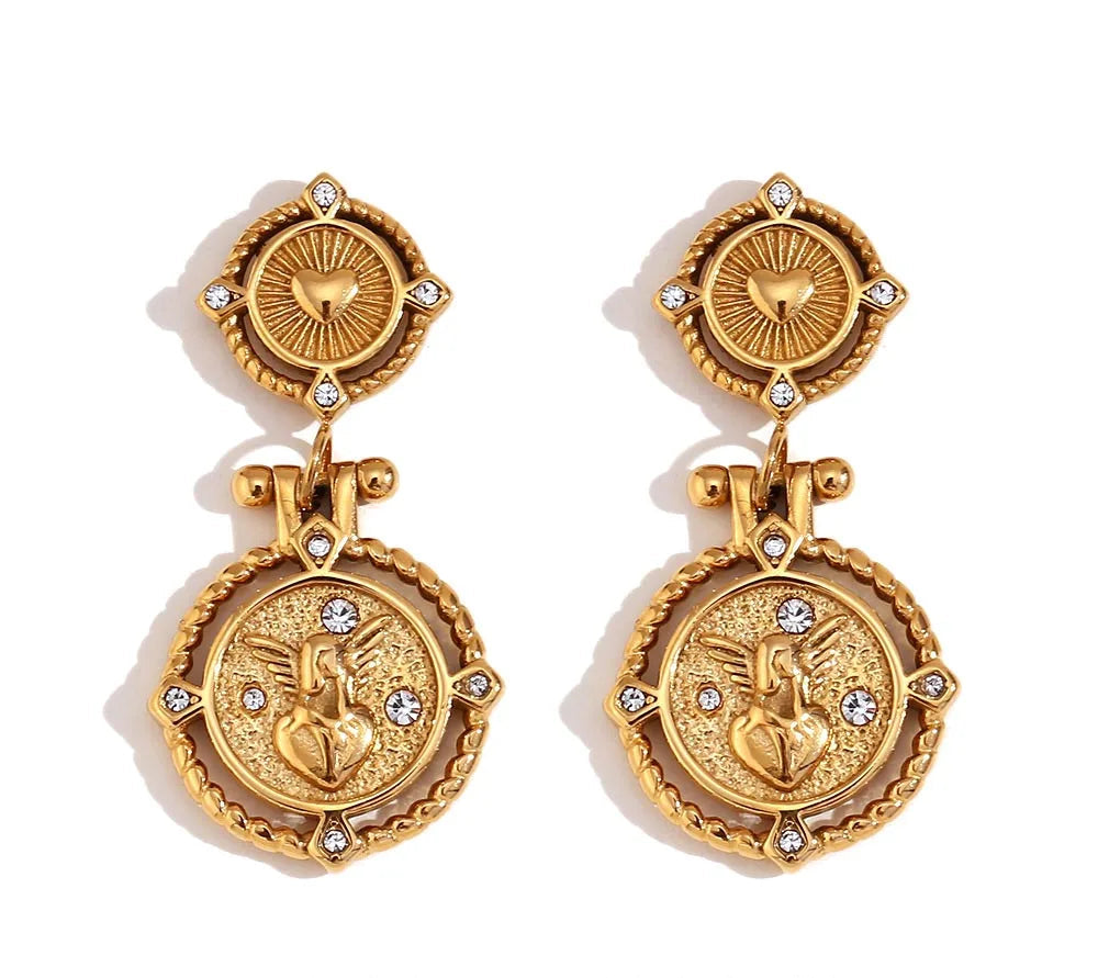 Angel Heart Key Drop Earrings