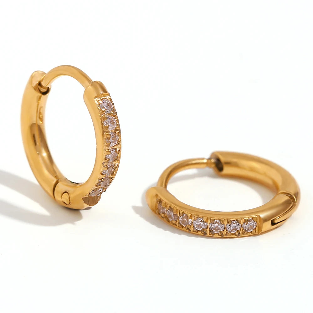 Rounded Edge Zircon Stud Earrings