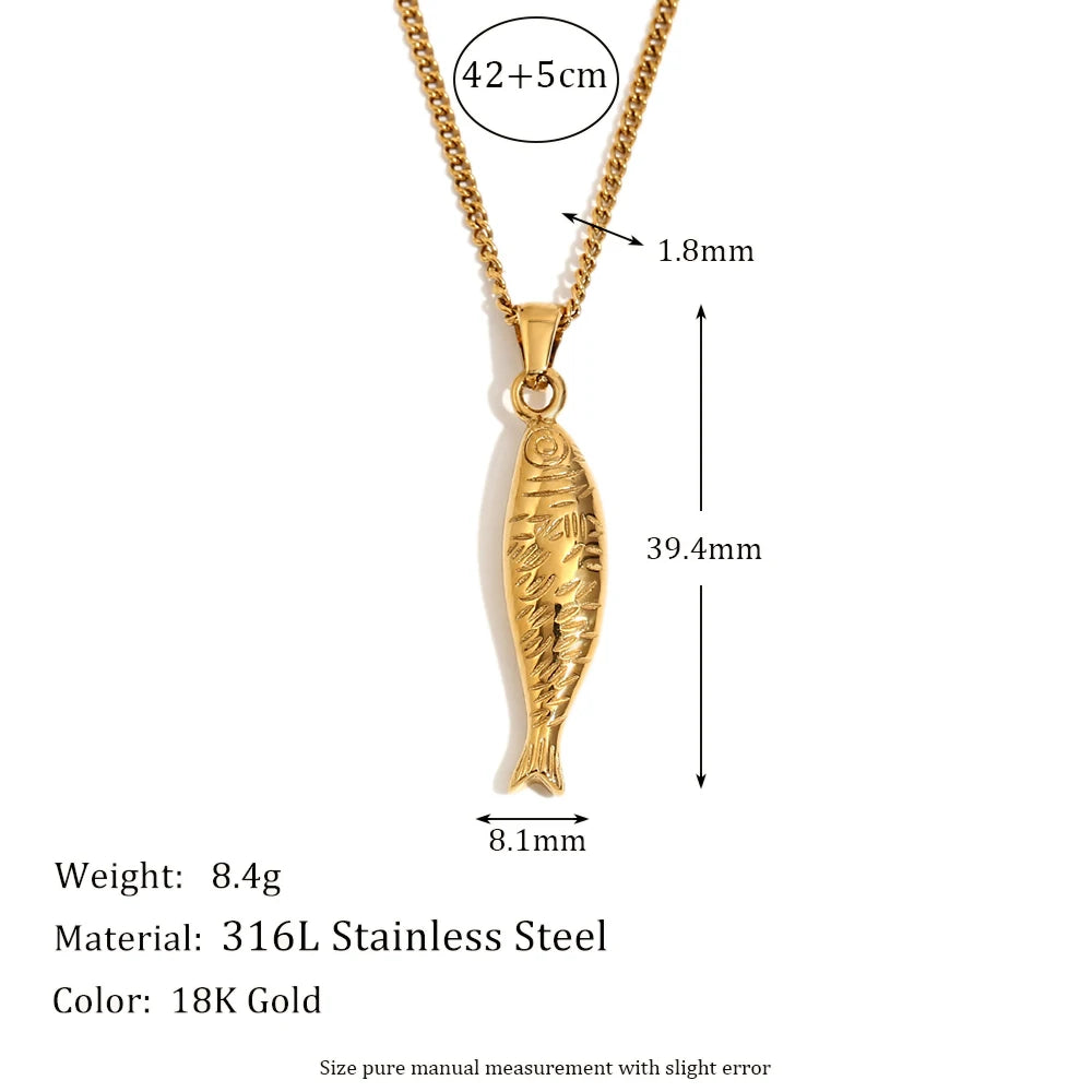 Y-Shaped Fish Pendant Necklace