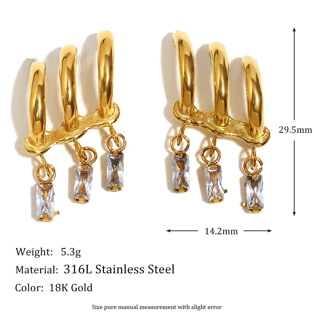Gold Tassel Zircon Earrings
