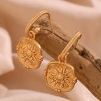 Vintage Sun Square Drop Earrings
