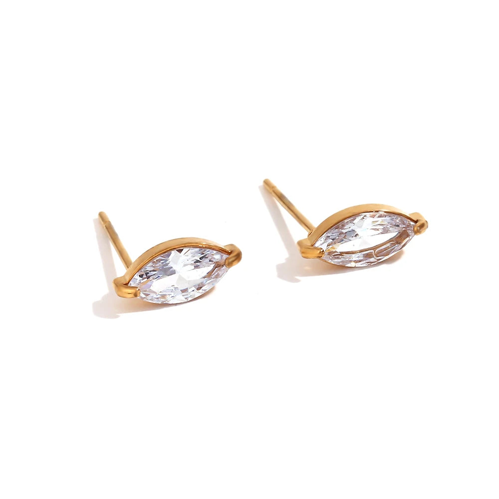 Delicate Zircon Flower Crown Stud Earrings