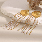 Tassel Earrings with Shell Pearl in 316L Stainless Steel