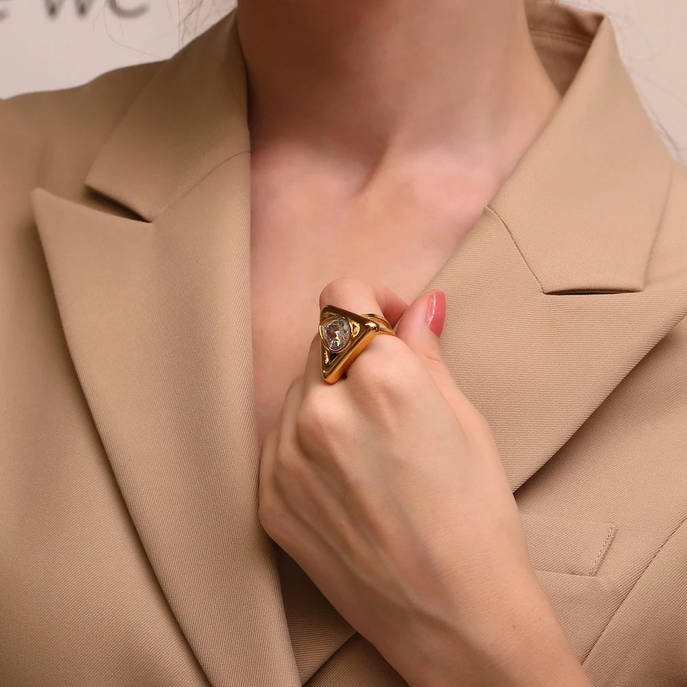 Triangle Water Drop Ring
