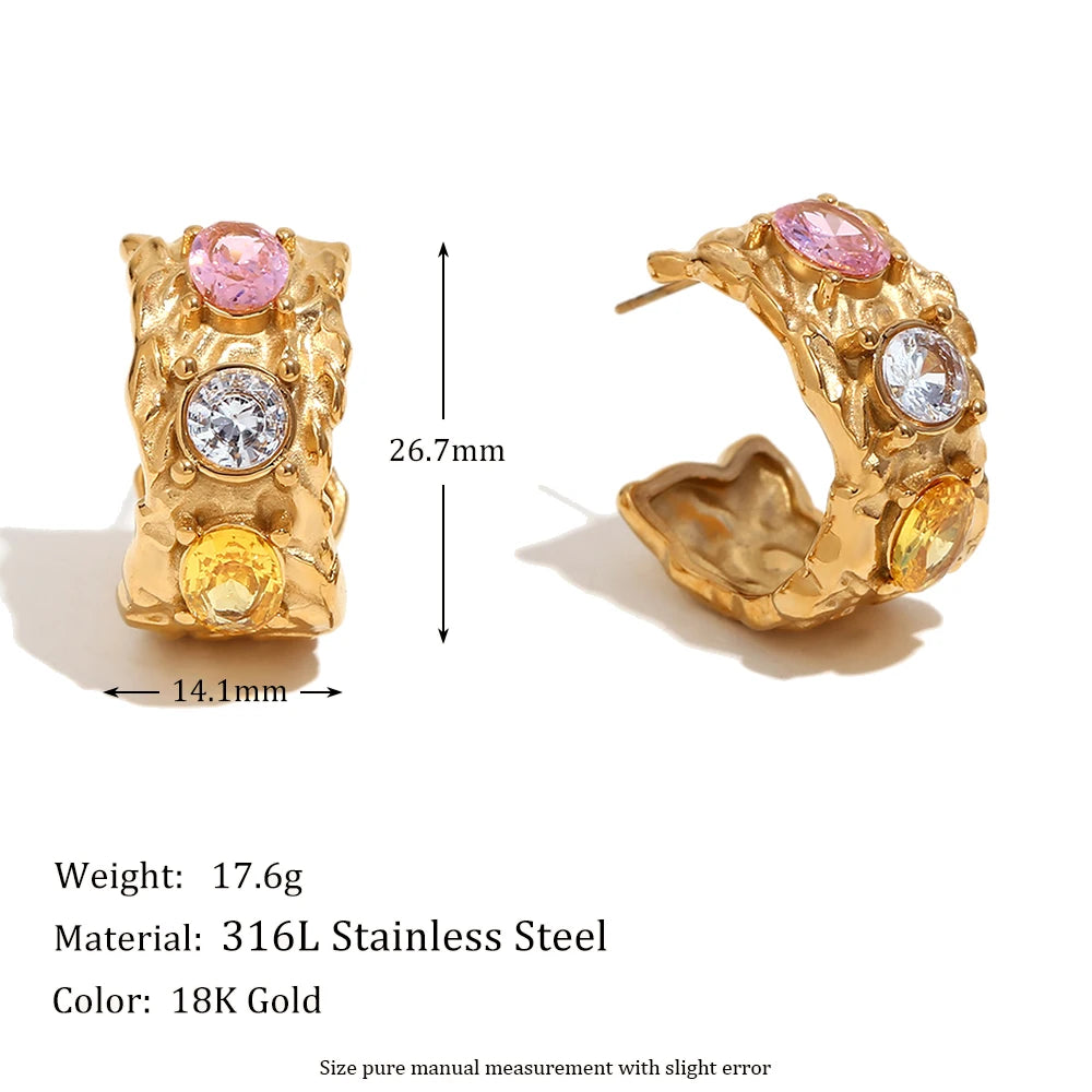 Sparkling Zircon Hoop Earrings