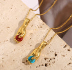 Hand Held Heart Pendant Necklace
