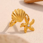Shell & Starfish Open Ring