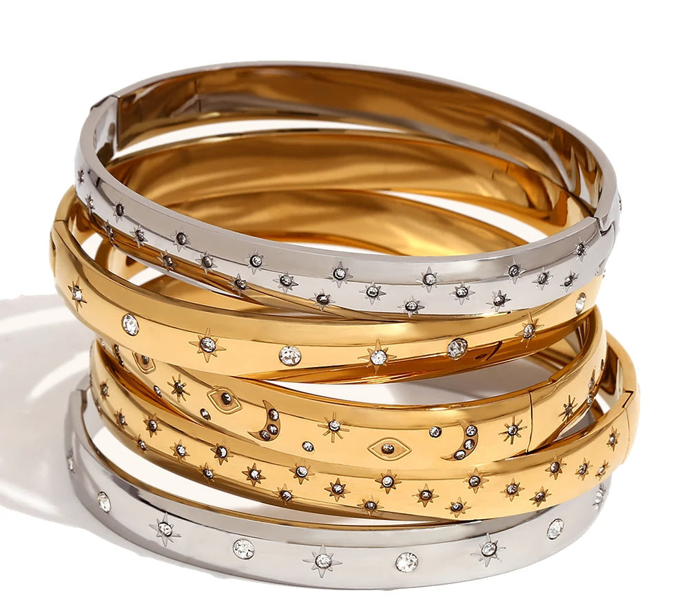 Star Sun Moon Open Bangle