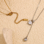 Zircon Square Heart Necklace