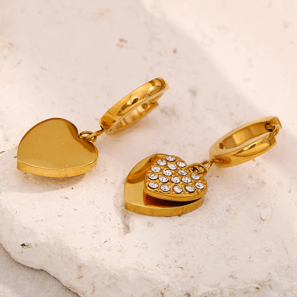 Twin Hearts Zircon Earrings
