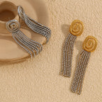Spiral Zircon Tassel Earrings