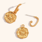 Vintage Sun Square Drop Earrings